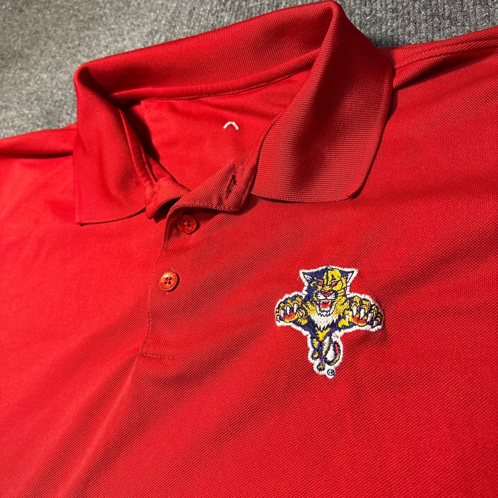 Antigua Florida Panthers NHL Polo Shirt Mens XL Red Performance Short Sleeve - Picture 2 of 7